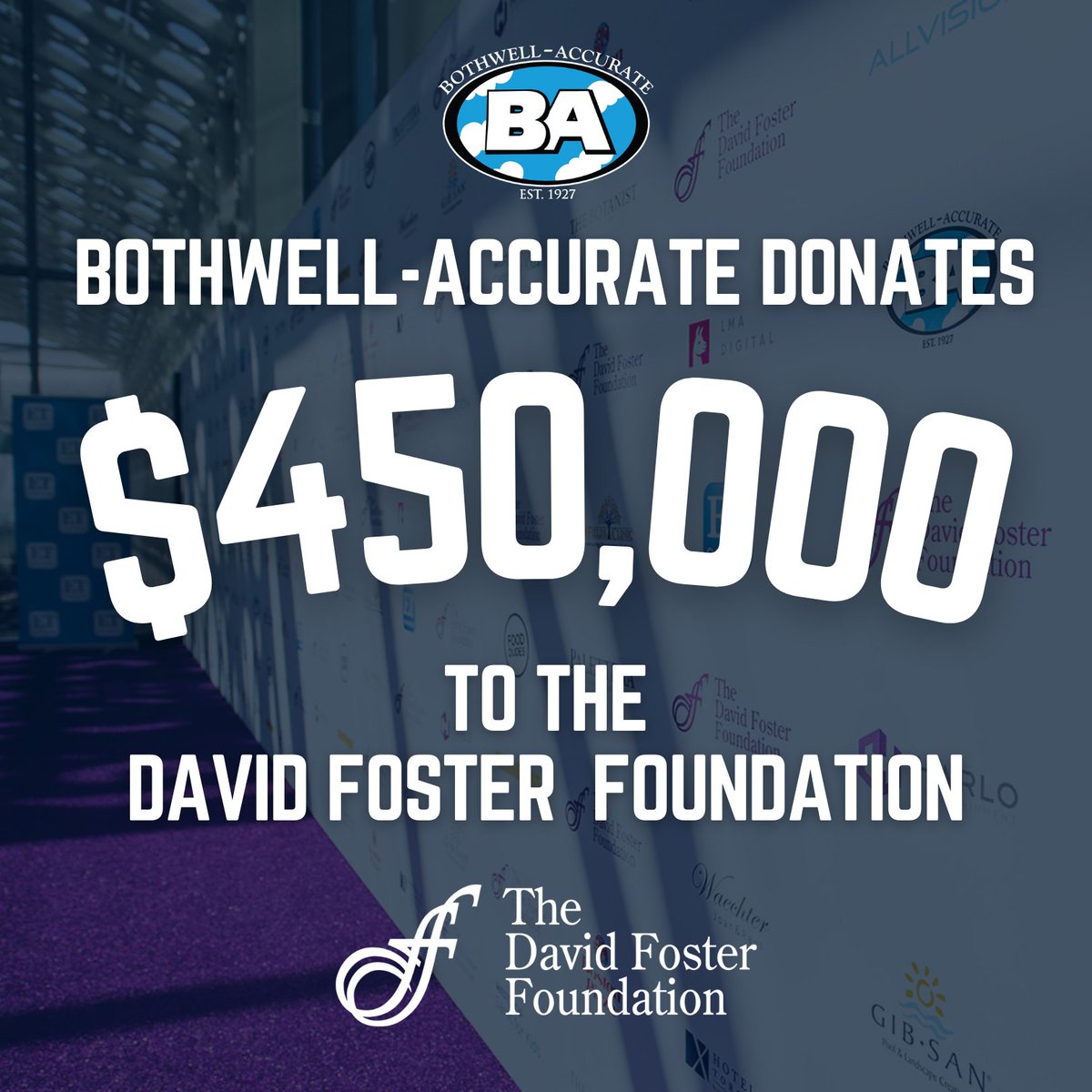 BothwellCo's tweet photo. BA was a Sponsor of the David Foster Foundation Charity, donating $450,000! What a great night supporting a great cause!

#community #charity #roofingweek #support #CRCA #NRCA #DavidFoster https://t.co/DuroWyIcO9