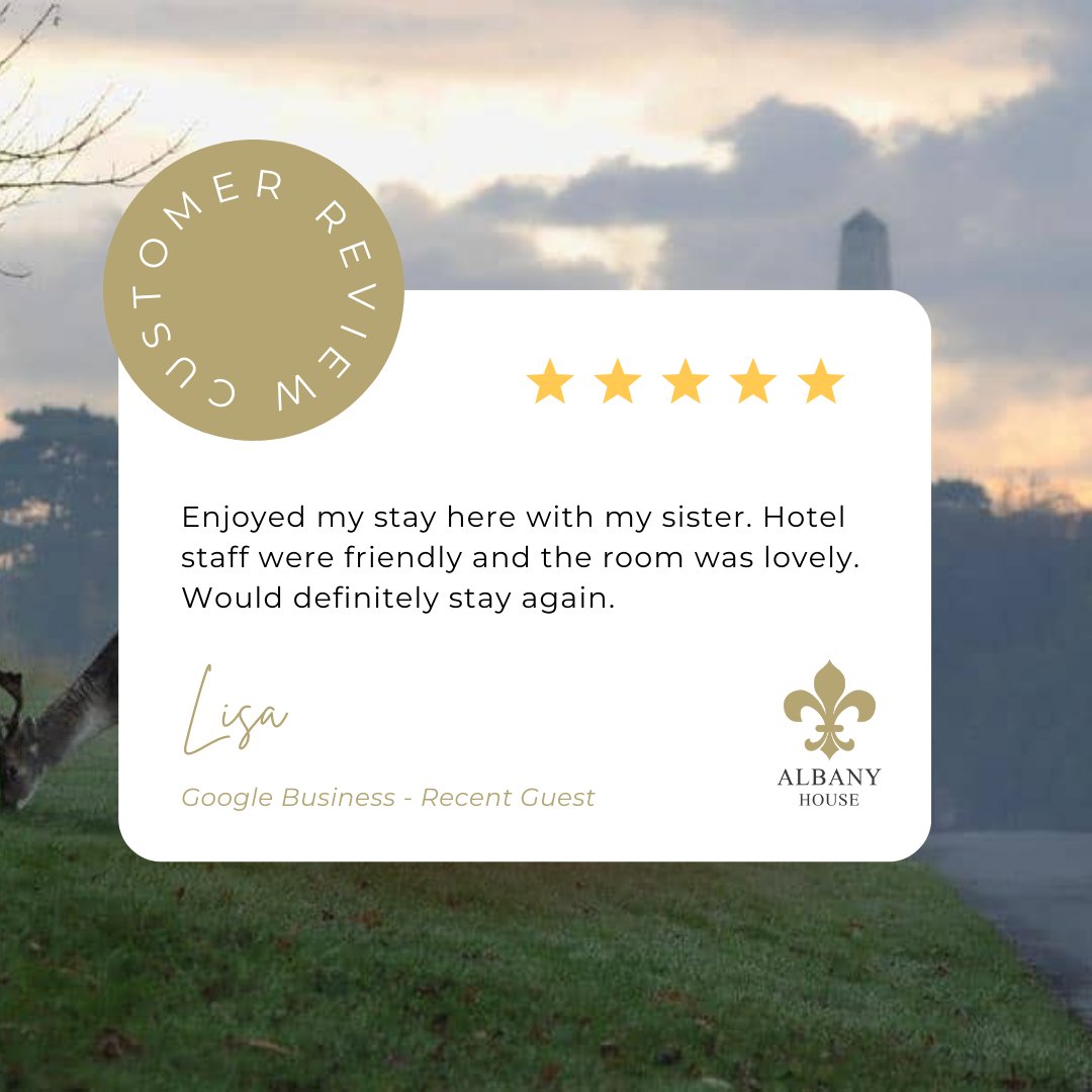 AlbanyHouse's tweet photo. Thank you very much Lisa for your glowing review of our hotel! We really appreciate it. We hope to see you again in the very near future 😀 https://t.co/lJY00lIlhc