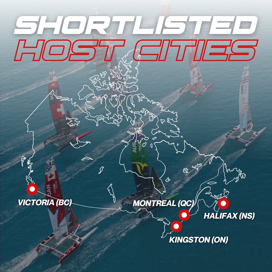 JUST IN! <a href="/SailGP/">SailGP</a> has shortlisted 4 #Canadian cities for a potential event in 2023/2024 for #SailGP Season 4  - Halifax, Kingston, Montreal, and Victoria are all in the running!

Full story 👉 bit.ly/CSGP_Shortlist…