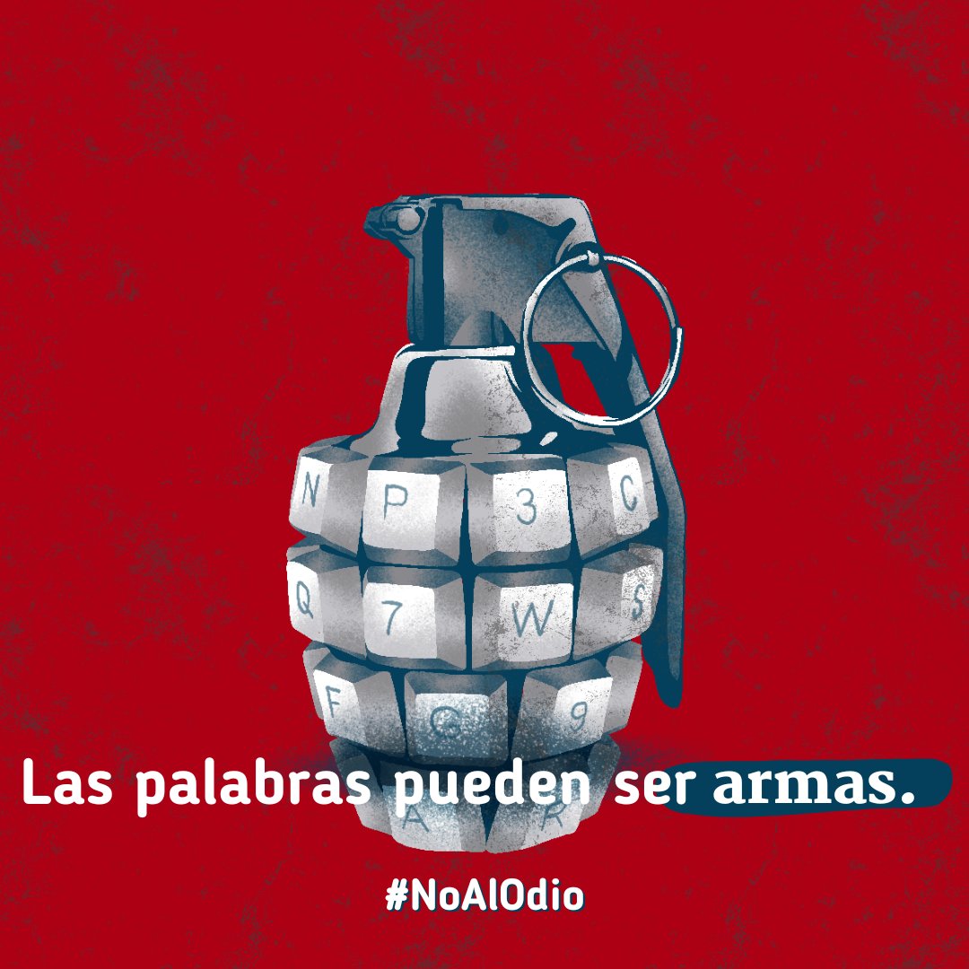 ONU_es's tweet photo. Las palabras pueden convertirse en armas.

Los discursos de odio en línea puede llevar a actos de crueldad y violencia en la vida real.

Haz de tus redes sociales un espacio para decir #NoAlOdio. https://t.co/0X601sS697