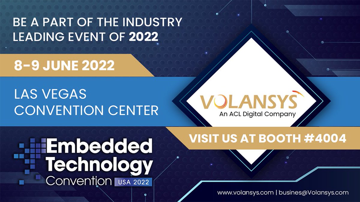 volansys's tweet image. Meet VOLANSYS, An ACL Digital Company at Embedded Tech Convention, LAS VEGAS CONVENTION CENTER on 8-9 June 2022.
Read more : bit.ly/3xqahwh
#EmbeddedTechConvention2022 #EmbeddedSystems #EmbeddedTechnology #newtechnology #embeddedsoftware #technology