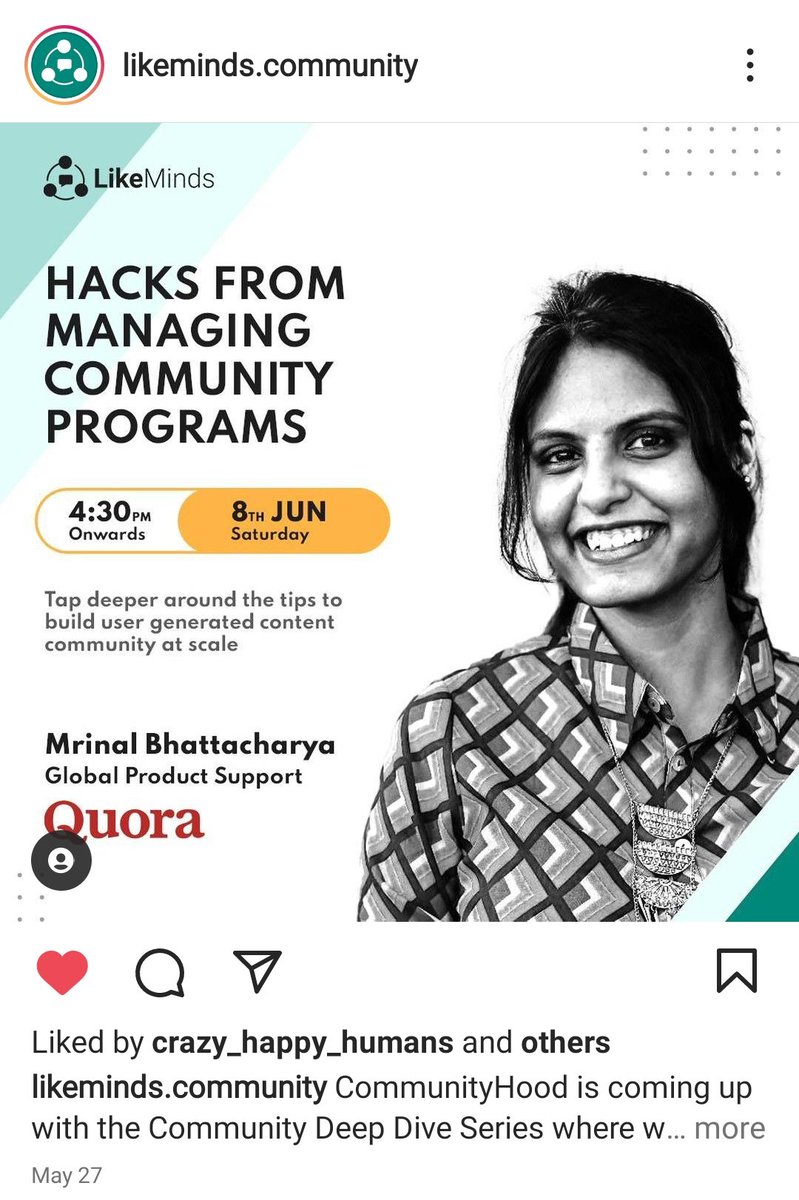 Bhattacharyaz's tweet photo. #CommunityFirst has always been my passion and principle. 

Super stoked to share my journey tomorrow with folks at @LikeMindsChat  on their Community Deep Dive Session, where I will be sharing my journey with @Quora and more. https://t.co/LYuiQFlzfH