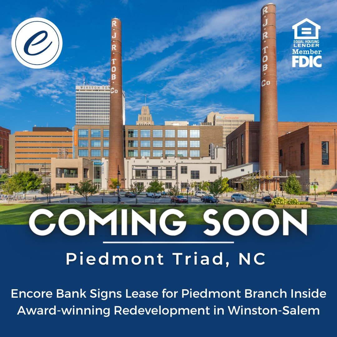 EncoreBank's tweet photo. The award-winning Bailey South building in Winston-Salem will soon be the home of our Piedmont branch.  The unique building combines 6 stories of new construction with the repurposing of an existing building with a rich history. Read more: https://t.co/i4jGNv1ZYB https://t.co/KJhBPmhsrr