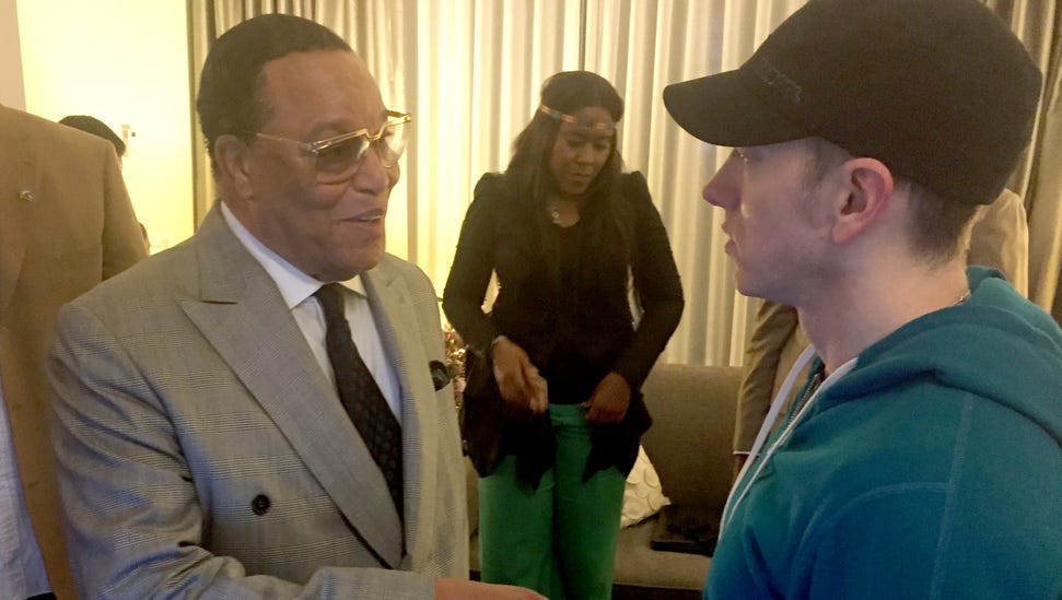 Emenimshow's tweet photo. Louis FarraKhan meeting with @Eminem on 25 Aug 2015 in #Detroit . https://t.co/rO0jaYj79O