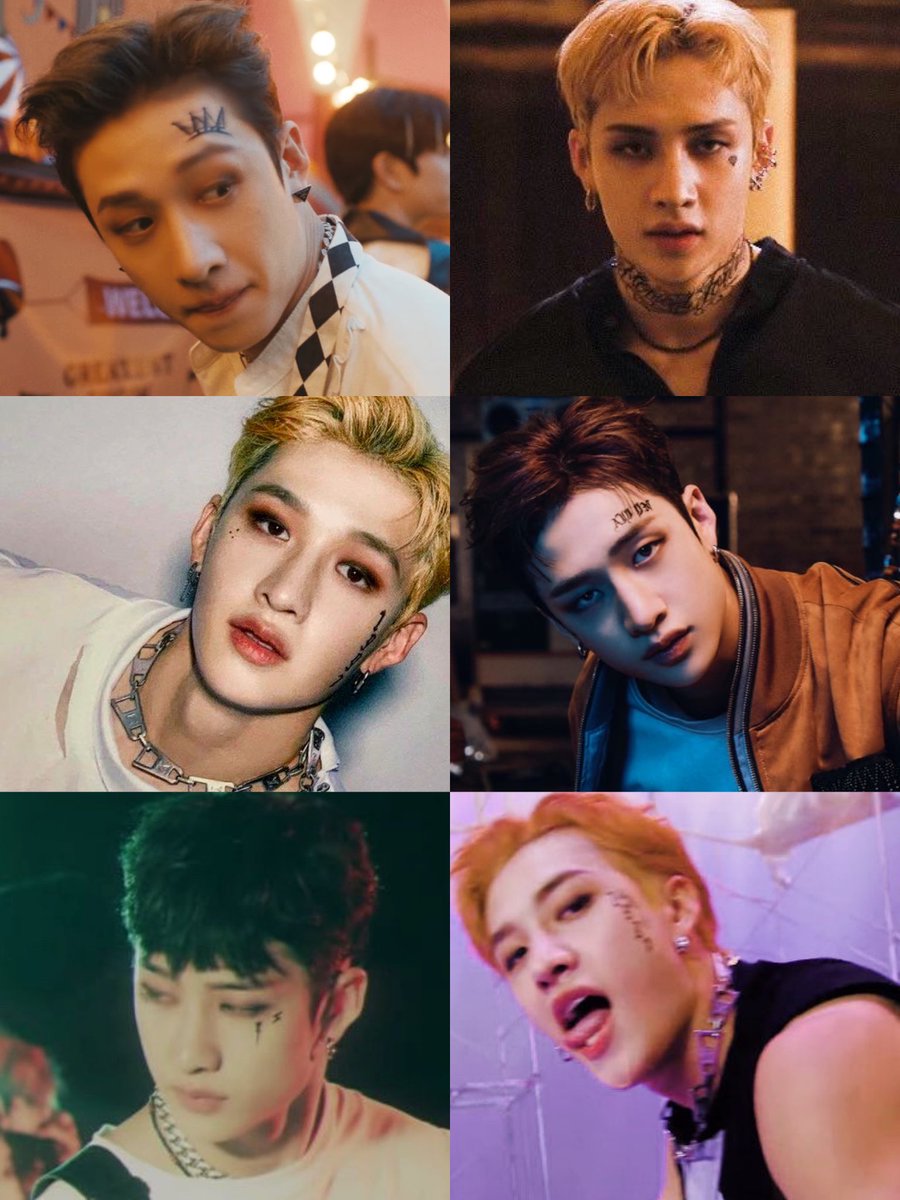 captainCB97s's tweet photo. just bang chan with face tattoos https://t.co/GkFeMmYT6U