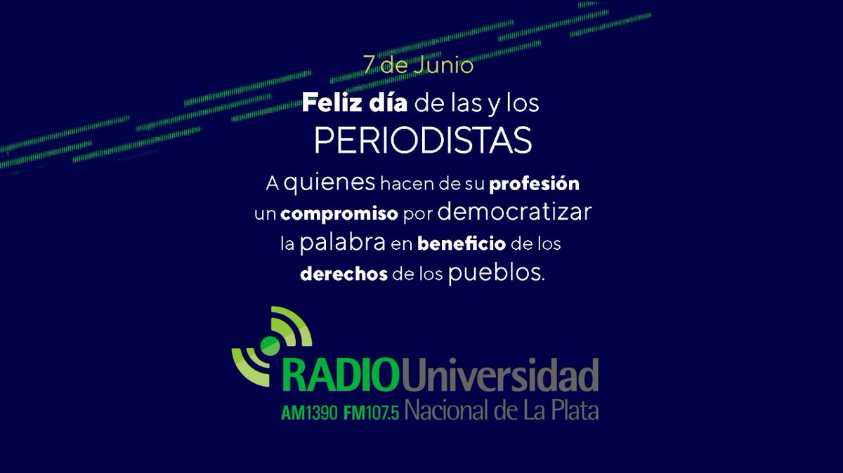 radioulaplata's tweet photo. #DíaDelPeriodista #DíaDeLaPeriodista
#Periodismo
#DerechoALaComunicación
#LaRadioDeLaUniversidadPublica
#UNLP #Pionera #Pública #Cultural #SentimosLaRadio https://t.co/Zlz8sv1ra9