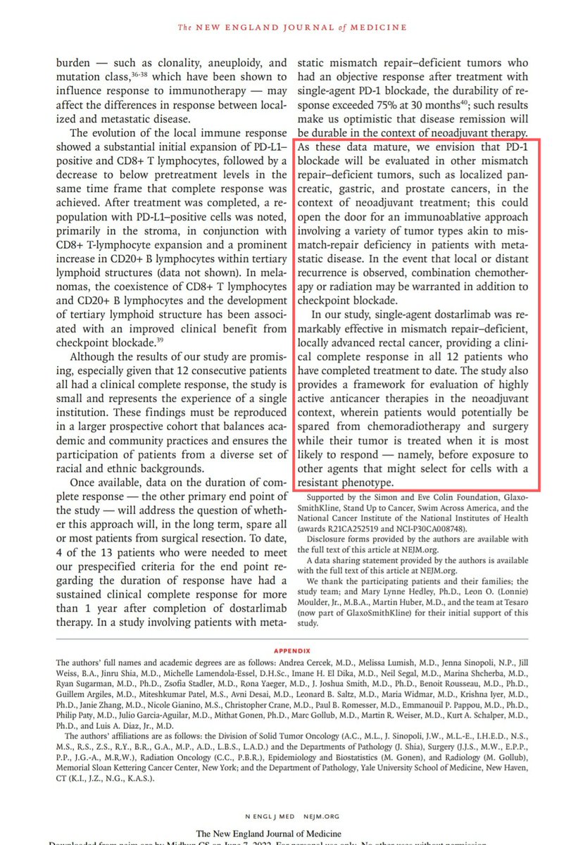 DrMidhuncs's tweet photo. First time in the history of cancer treatment, a drug has given complete remission in all patients.

Dostarlimab, anti PD-1 monoclonal antibody has cured locally advanced rectal cancer in all the patients in the trial.

Indeed a breakthrough! 😇

https://t.co/2rSIYLAnO6 https://t.co/Ch2oYHBUTC