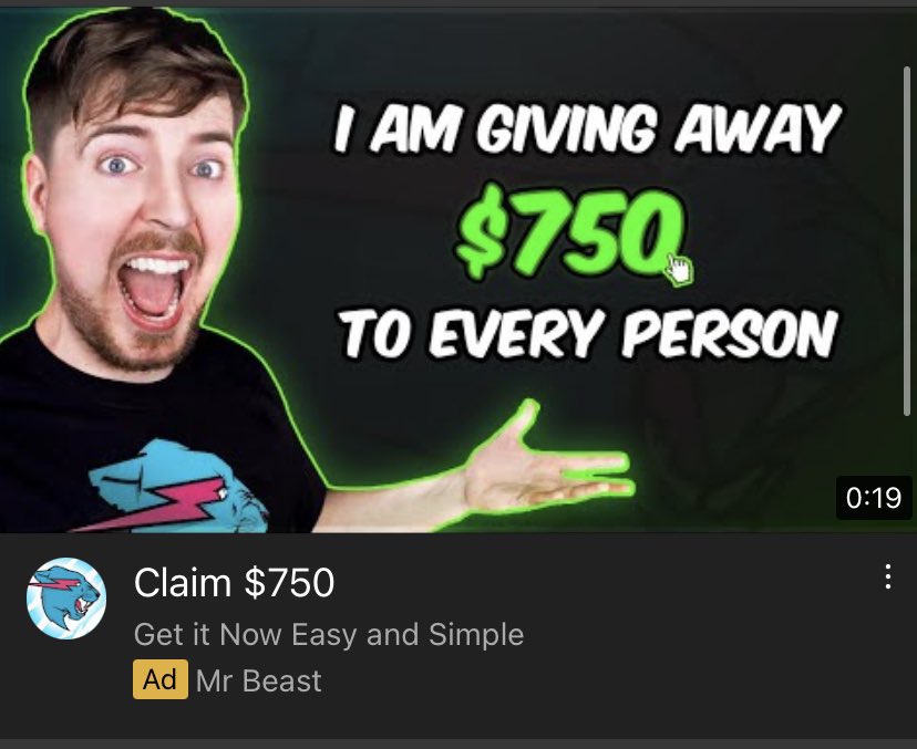 <a href="/elonmusk/">Elon Musk</a> I’ve gotten fake ads of me giving away money at least a thousand times and feel bad for the hundreds of thousands of people that have been scammed :/ 

I’ve been screaming at them for forever to figure this out