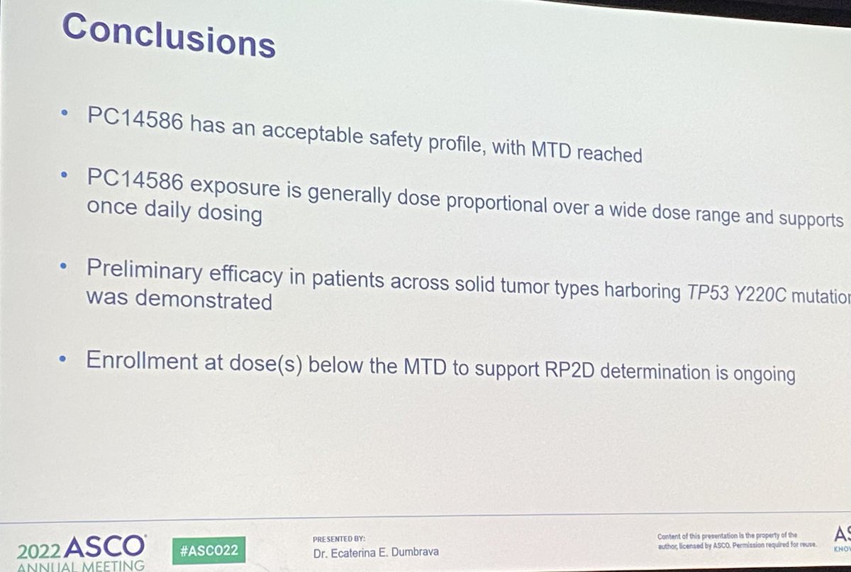 Christophe Massard (@drcmassard) on Twitter photo Targeting the undruggable after Kras: FIH TP53 Y220C mutation drug. Nice preliminary activity and huge effort to find a drug for patients @cathy_ileana_md <a href="/MDAndersonNews/">MD Anderson Cancer Center</a> Targeting the undruggable after Kras: FIH TP53 Y220C mutation drug. Nice preliminary activity and huge effort to find a drug for patients @cathy_ileana_md <a href="/MDAndersonNews/">MD Anderson Cancer Center</a>