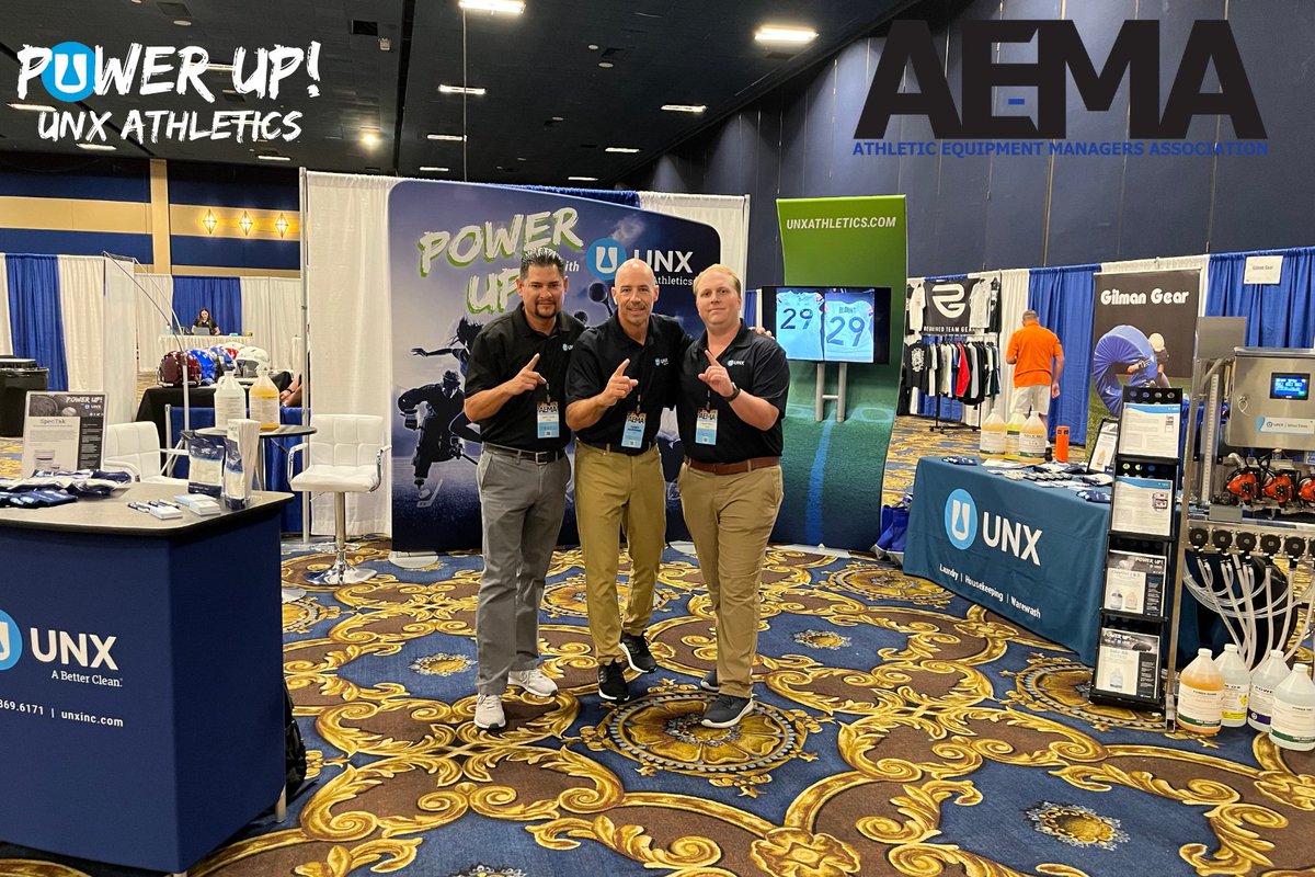 UNXinc's tweet photo. We are thrilled to be here at the #AEMAconvention22 in Las Vegas! Visit James, Austin and Terry at booths #113 and #212 for some high-energy, informative chats on how you can #PowerUp with #UNXathletics!
#OneTeamOneDream #SpecTak #TheBrick #ClayOut #UNXclean @AEMA_74 https://t.co/tt7aKtXdZT