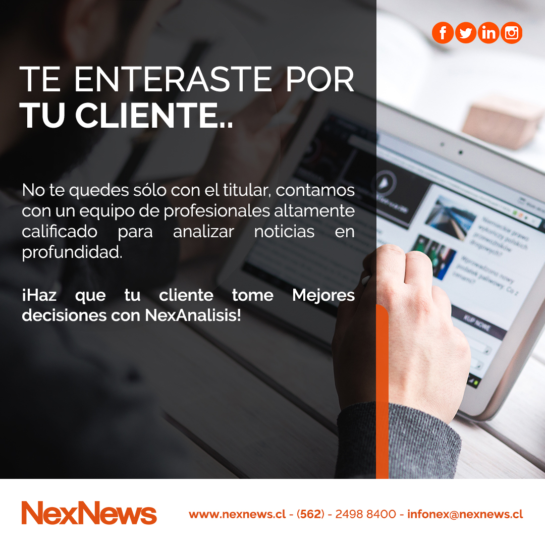 NexNewsOficial's tweet image. ¡Haz que tu cliente tome mejores decisiones!👌.

Contáctate con nosotros para más información de nuestros servicios😄

#socialmediatracking #socialmedia #mediatracking #analisisdemedios #chile #mediosdecomunicación #agencias