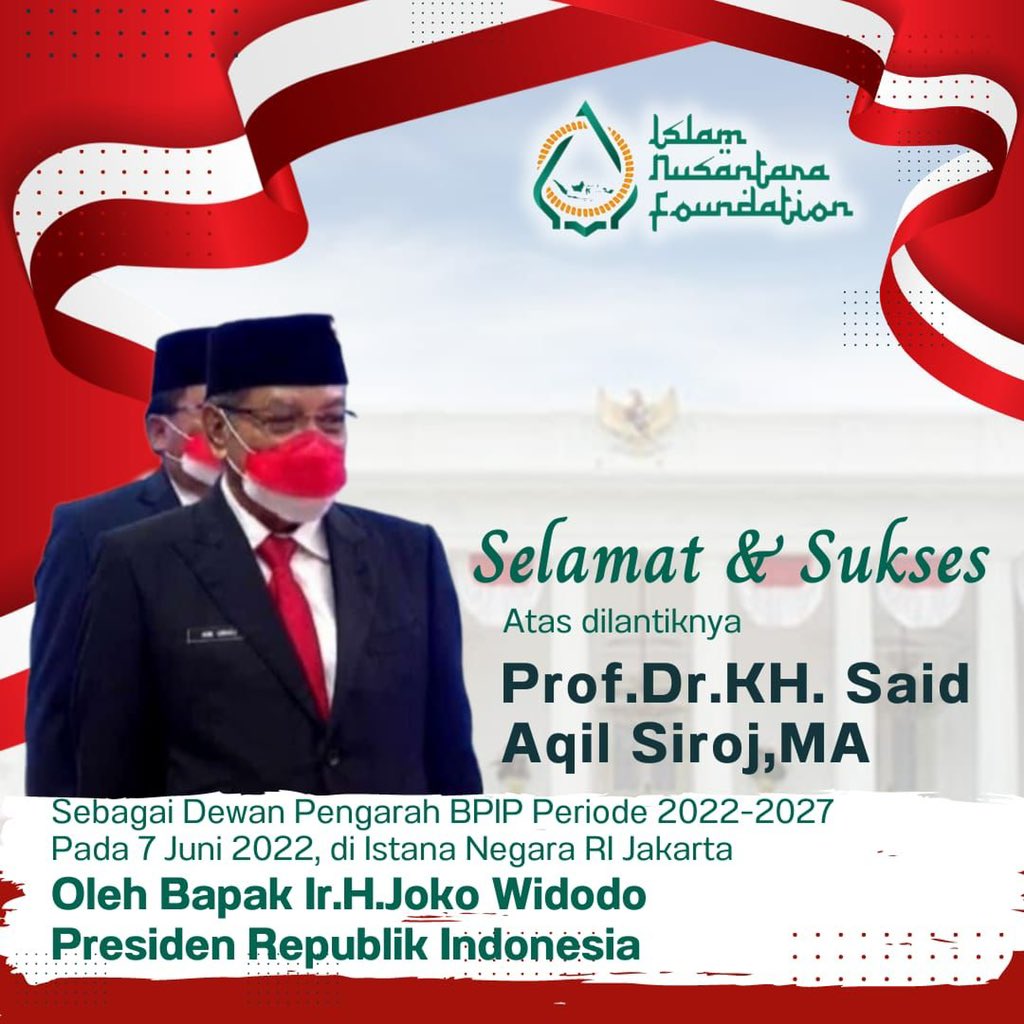 Selamat untuk Buya <a href="/saidaqil/">Said Aqil Siroj</a> semoga berkah.
Merawat &amp; menjaga Pancasila.