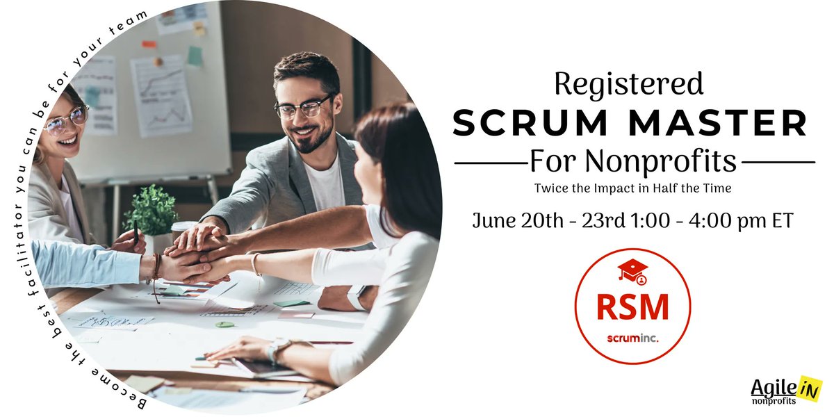 InNonprofits's tweet photo. When you join us for the Scrum Master for Nonprofits course, you will learn new ways to look at your team dynamics, encourage swarming, understand estimation, and create impacts faster than ever before. 
It's not to late! June 20th https://t.co/WKWIuPBrOK
 #ScrumMasterCredential https://t.co/59Rz5w7H6Z
