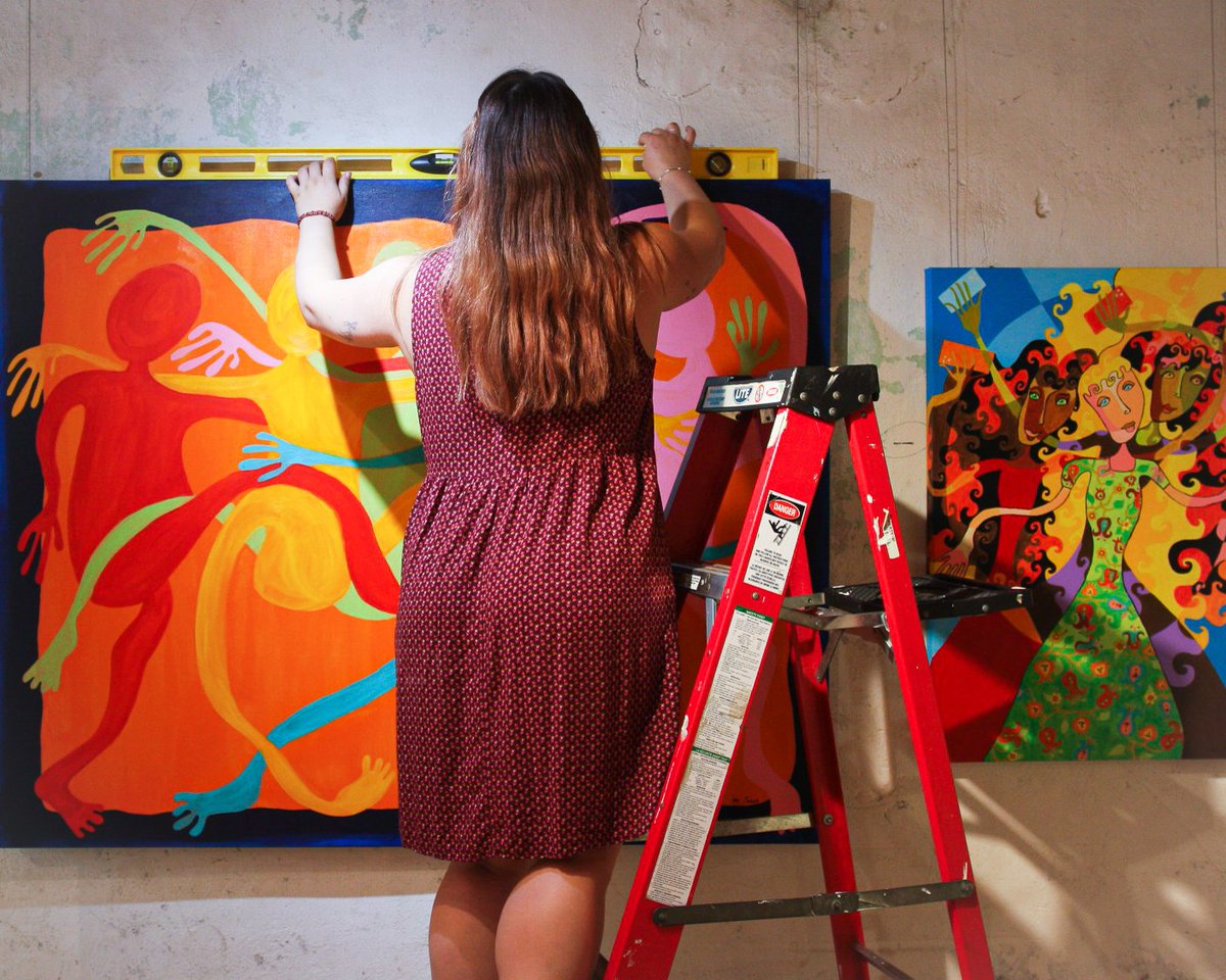 We have a NEW featured artist in the Noodle Gallery at Alton Mill! Come and see the bright and whimsical works of Michele Taras until June 26th! (and don't forget to say hi to Magnus!)