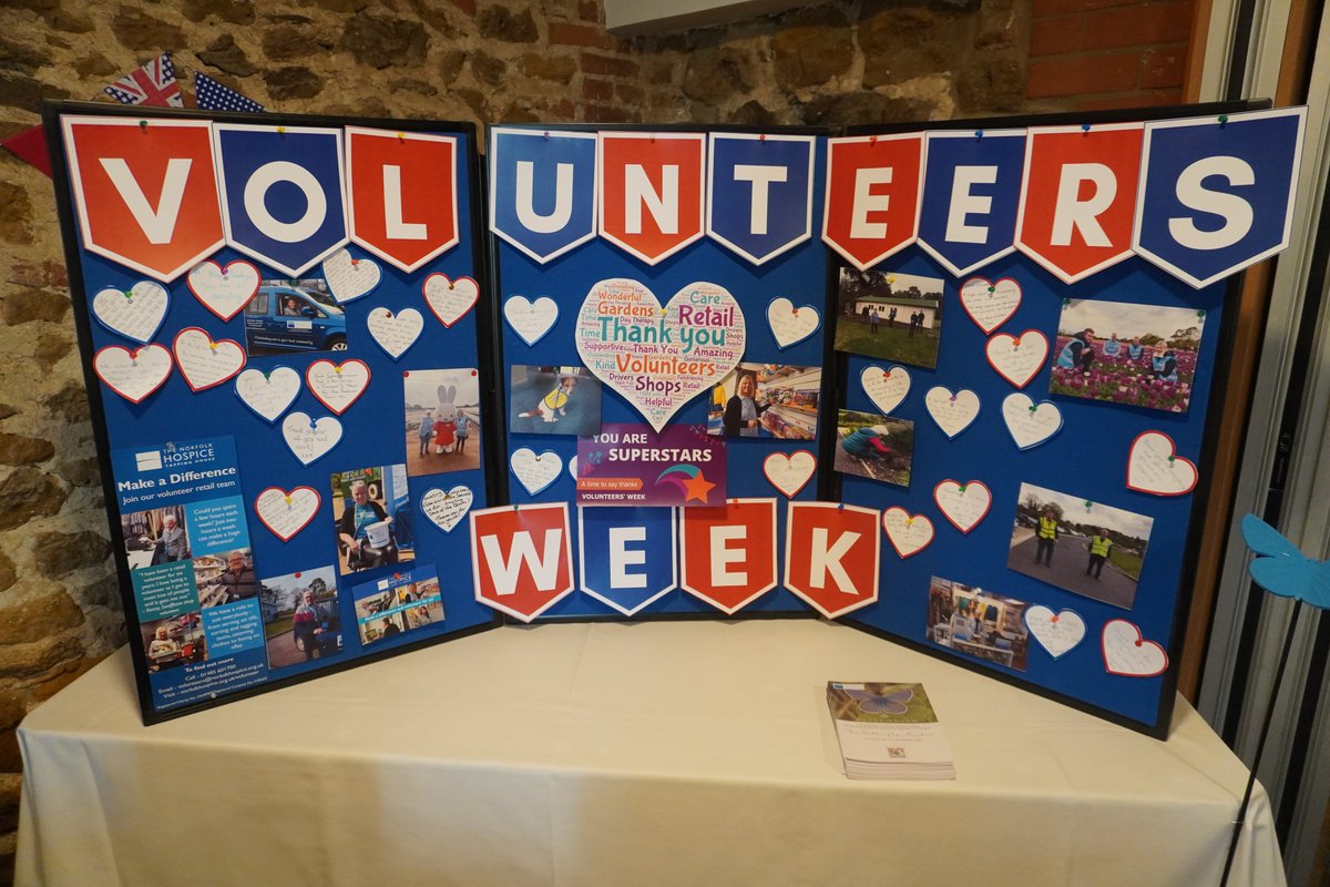 We'd like to say a big thank you to our amazing team of volunteers at The Norfolk Hospice this #VolunteersWeek.

We have over 300 amazing volunteers who donate 55,000 hours of their time each year. They support all areas of the Hospice.

We couldn't do what we do without them💙