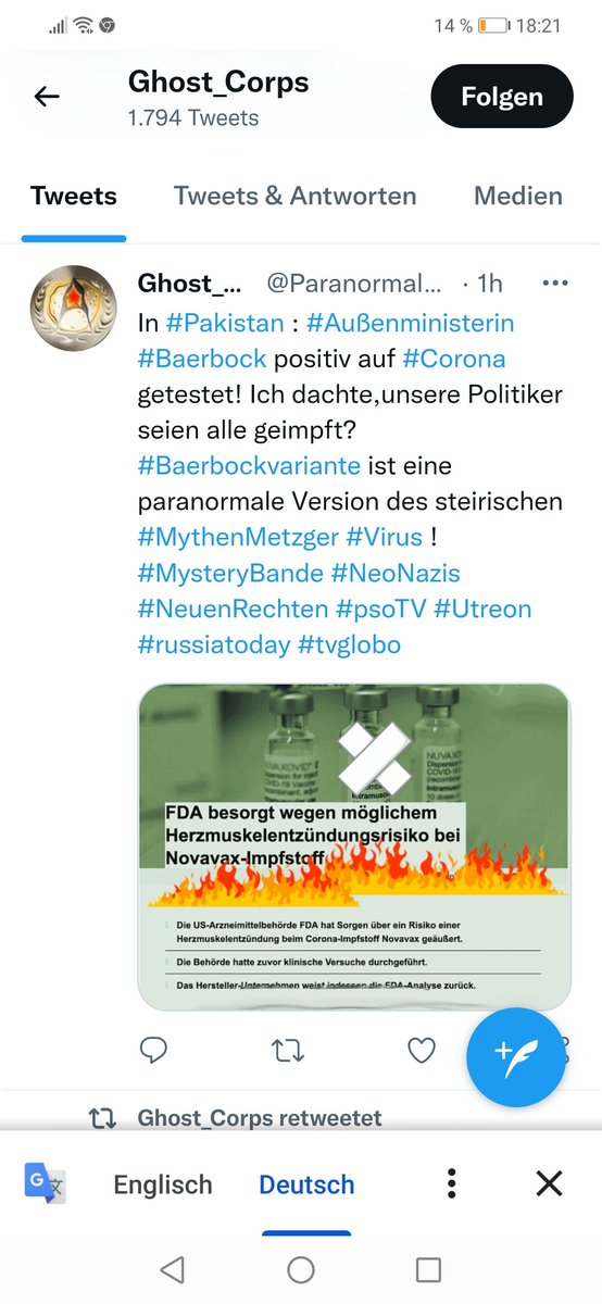 Rechtenklatsch's tweet photo. Der #Schwachkopf #Querdenker und #Neonazi @ParanormalCONT2 labert sich wieder eine #Scheiße zusammen, die deutlich zeigt, wie es um seinen #Verstand steht
#Pakistan #Außenministerin #Baerbock #virus #Neonazis #NeuenRechten #russiatoday #Utreon https://t.co/uI78uhMo6w