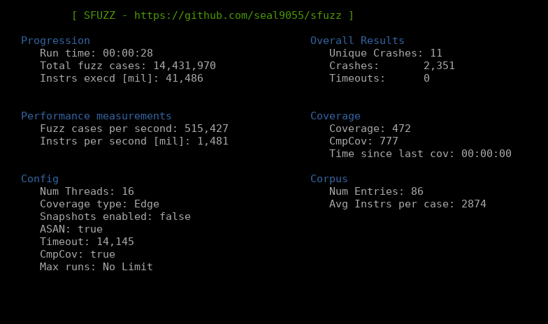 seal9055's tweet photo. Spent the past 6 months working on coverage-guided, emulation-based greybox fuzzer that makes use of a custom Just-In-Time compiler. 

Blog post describing the features/implementation alongside a link to the code are listed below.

https://t.co/K0vHmGiuvc
https://t.co/V6MBMKYbcG https://t.co/I2MryxRdUK