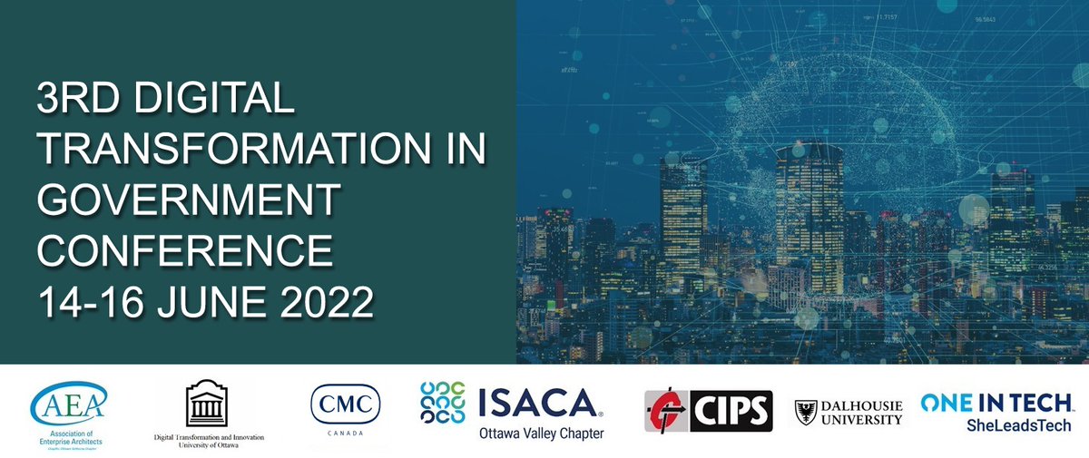 ISACAOttawa's tweet photo. Upcoming Virtual Conference on June 14-16, 2022 - Digital Transformation in Government Conference (3rd Annual) - #isacaottawa #isaca #technology #transformation #government #training #conference #ottawa More Information: https://t.co/pCRd5vb1eu https://t.co/cEDSDUuMYD
