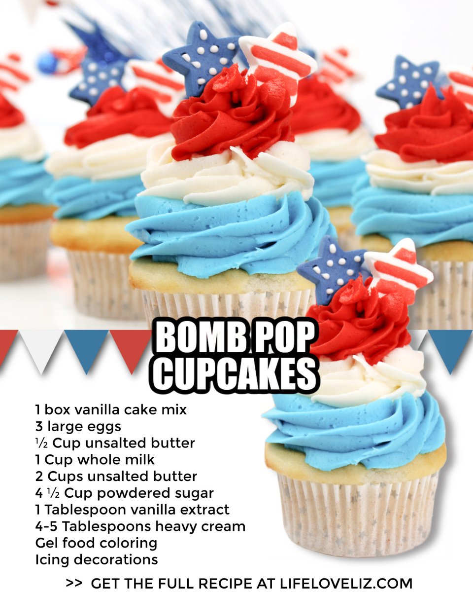 LifeLuvLiz's tweet photo. These bomb pop cupcakes are a patriotic treat perfect for celebrating with; based on the iconic summer treat that never goes out of style.

Get the FULL recipe >> https://t.co/nl9BM6Ossm https://t.co/06pD5MSk1O