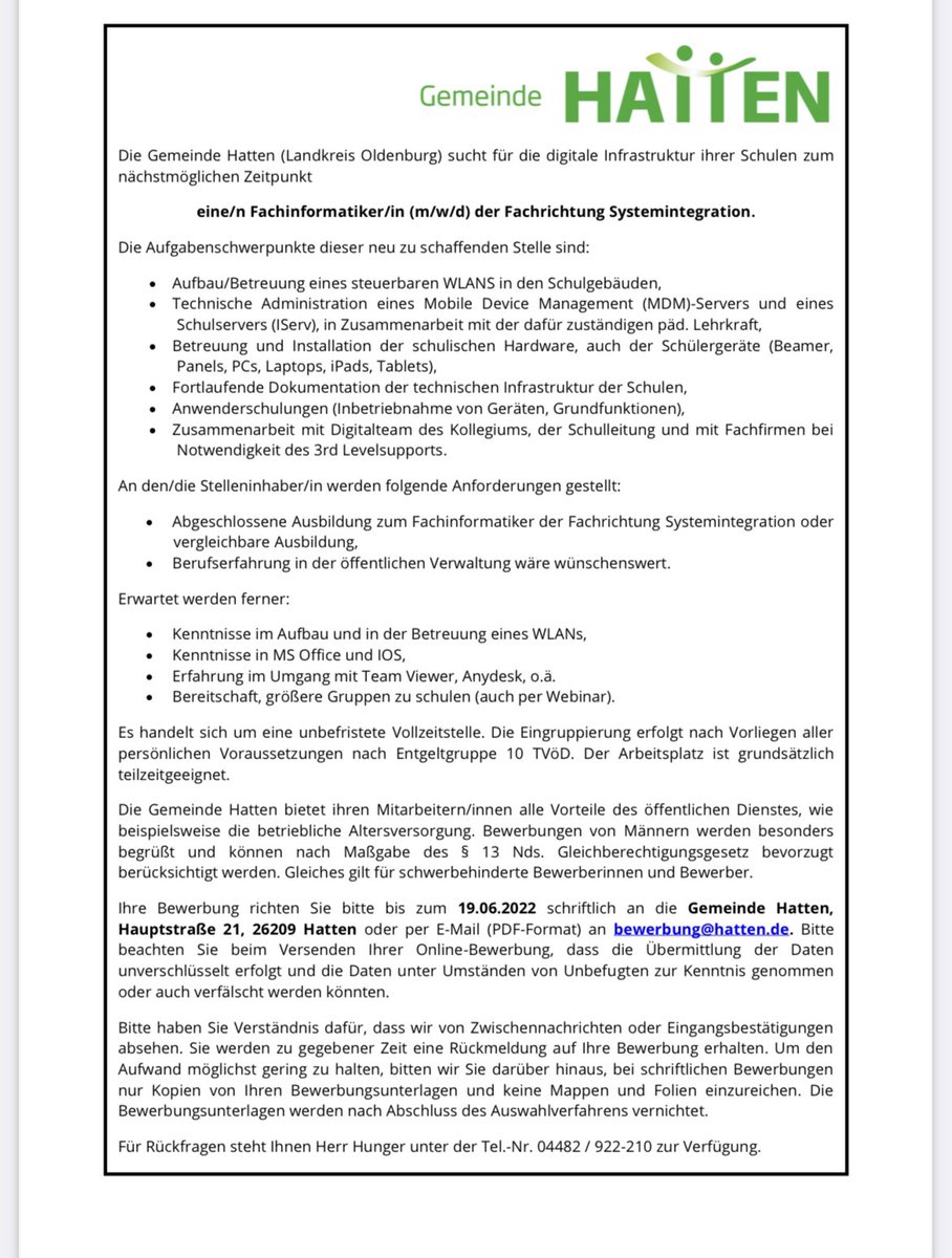 Als Schulträger wollen wir unseren Beitrag leisten. Wir suchen für die Schule einen Gestalter, keinen Kabelzieher. Es wird Zeit, dass sich hier auch das Land Niedersachsen bewegt. Aber daran arbeiten wir gemeinsam mit <a href="/SilkeWSH/">Silke Müller</a> #twlz