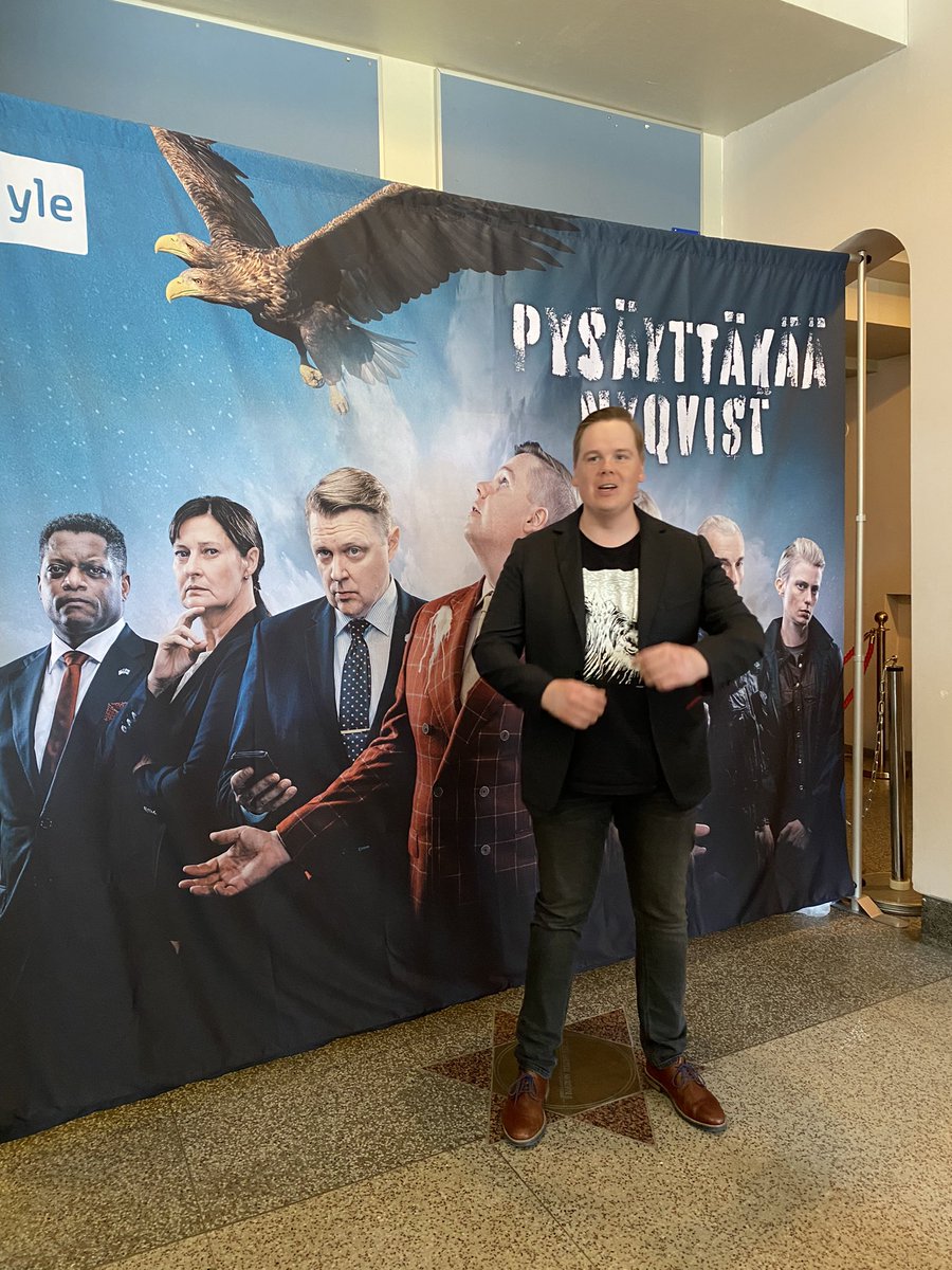 ArjaKujala's tweet photo. Pysäyttäkää Nyqvist satiirinen jännityssarja tulossa Ylellä. Tänään saimme nauttia ensi-illasta legendaarisessa BioVuoksessa. Alla päähenkilöt😉. Vahva suositus, jos pidät jännityksestä, komediasta ja Imatrasta❤️ #jännitystä #komediaa @Imatrankaupunki yhdessä @yle https://t.co/TrVwBYbsUR