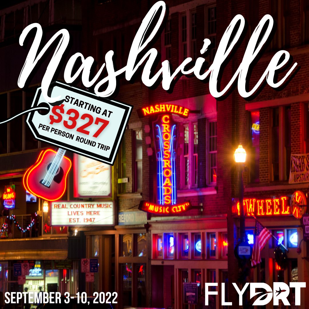 fly_drt's tweet photo. The New York Times recently included Nashville on its list of “52 Places to Go.” In addition to the Country Music Hall of Fame and the Grand Ole Opry, Nashville offers trendy shopping, live music venues, and an up-and-coming food scene.

Book today with FlyDRT! https://t.co/3q8ZJU10xN