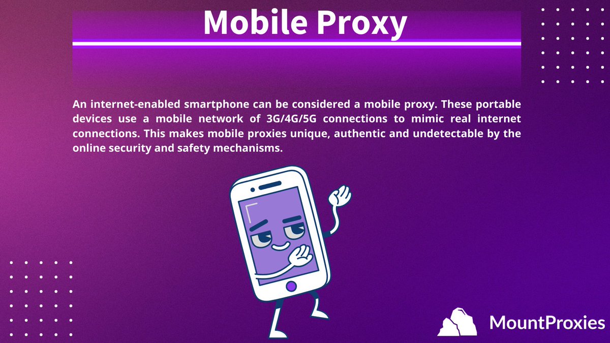 MountProxies's tweet image. Here is why you should prefer #MobileProxies over the rest in the market.
1. Security of the user’s sensitive data
2. #InformationAccess
3. Fast Connections
4. No #NetworkOverload
5. #Anonymity
6. Ad verification