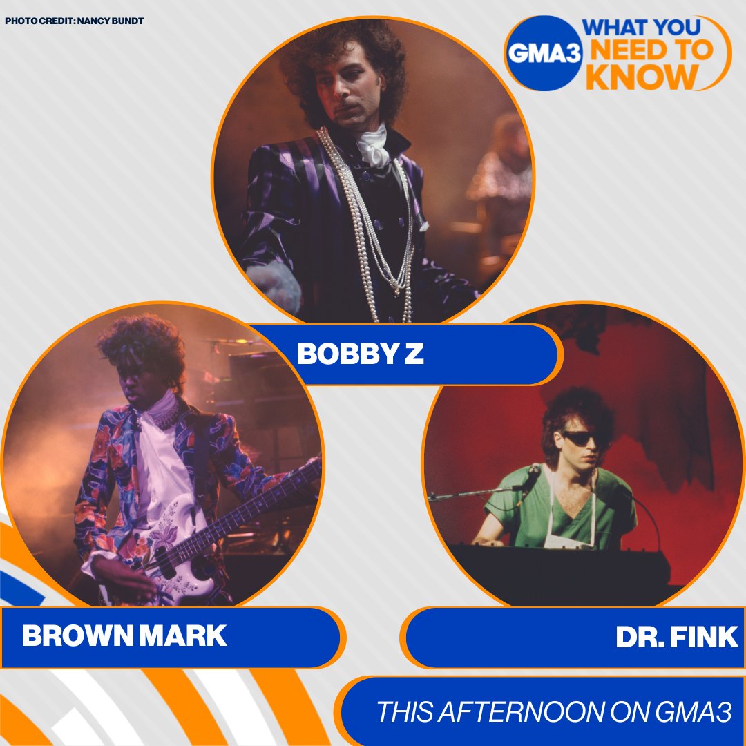 Watch @ABCGMA3 this afternoon at 1 p.m. Eastern, 12 p.m. Central/Pacific to see @BobbyZ1999, Dr. Fink and @BrownmarkNation share stories about the Purple Rain Tour and Prince and @TheRevolution: Live. #GMA3