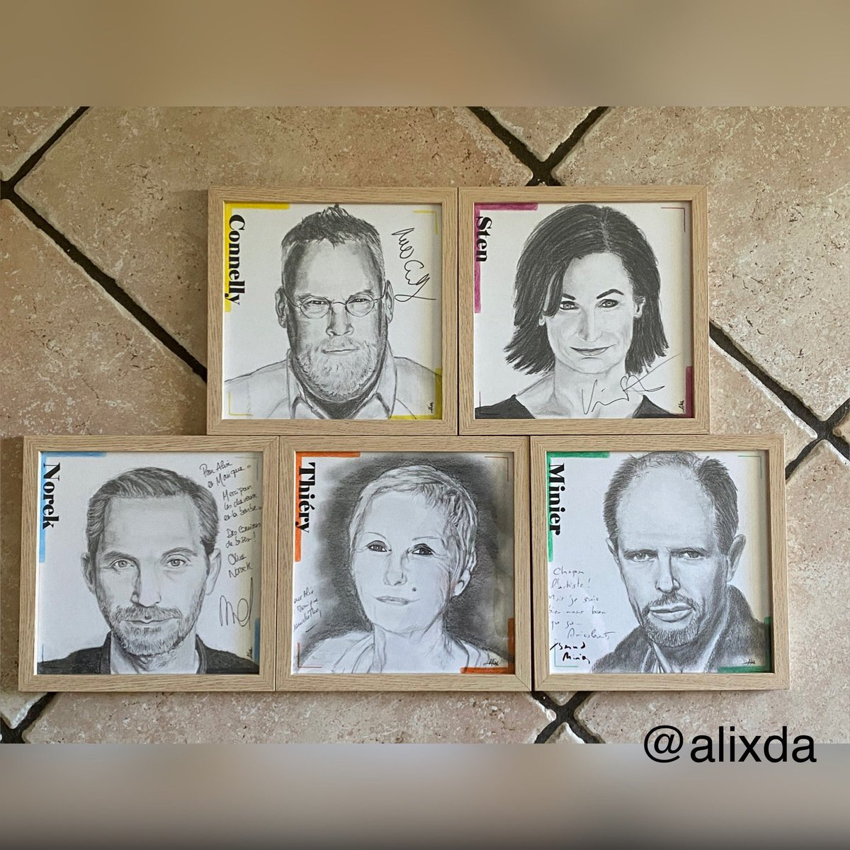alixou29's tweet photo. Ma mère voulant un nombre pair, je dois lui faire Franck Thilliez pour Saint-Maur… #MichaelConnelly #VivecaSten #OlivierNorek #DanielleThiery #BernardMinier #drawing #dessins #portraits https://t.co/f5NdtsMWcP