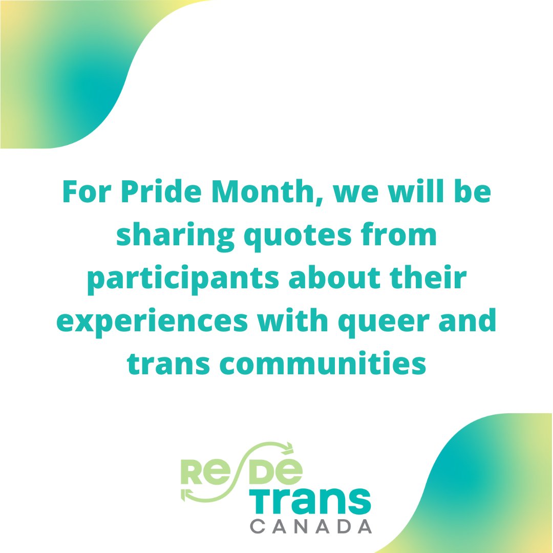 redetranscanada's tweet photo. For Pride Month, we will be sharing quotes from participants about their experiences with queer and trans communities. Stay tuned to hear from people who have #detransitioned or #retransitioned talk about their experiences of alienation, inclusion, and need for support. https://t.co/N994FK4twy