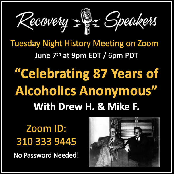 We hope you'll join us this evening to celebrate 87 years of Alcoholics Anonymous! #recovery #sobriety #12stepmeetings #recoveryispossible #livesober #livingsober #history #alcoholicsanoymous