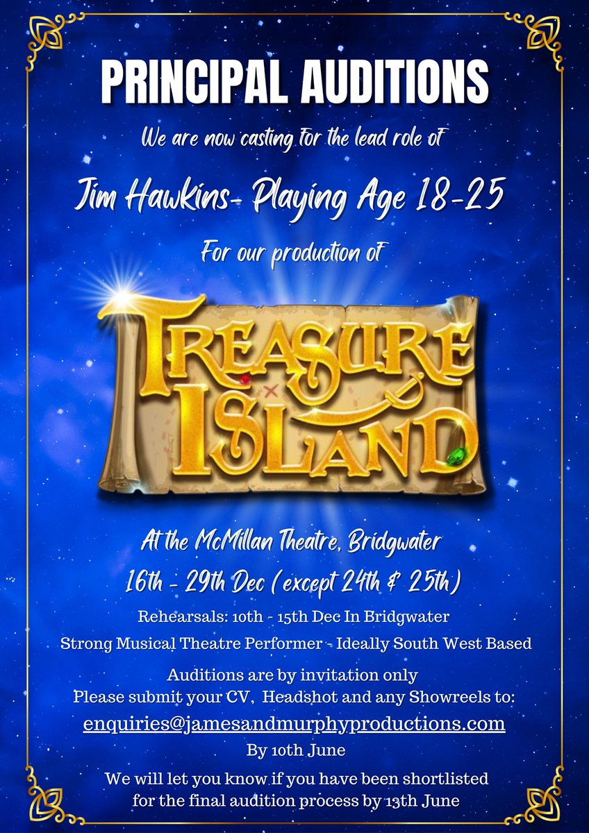 specshows's tweet photo. #pantomimecasting #pantomimeauditions #jimhawkins #treasureislandpanto #bridgwater https://t.co/6wJwRu8WMu