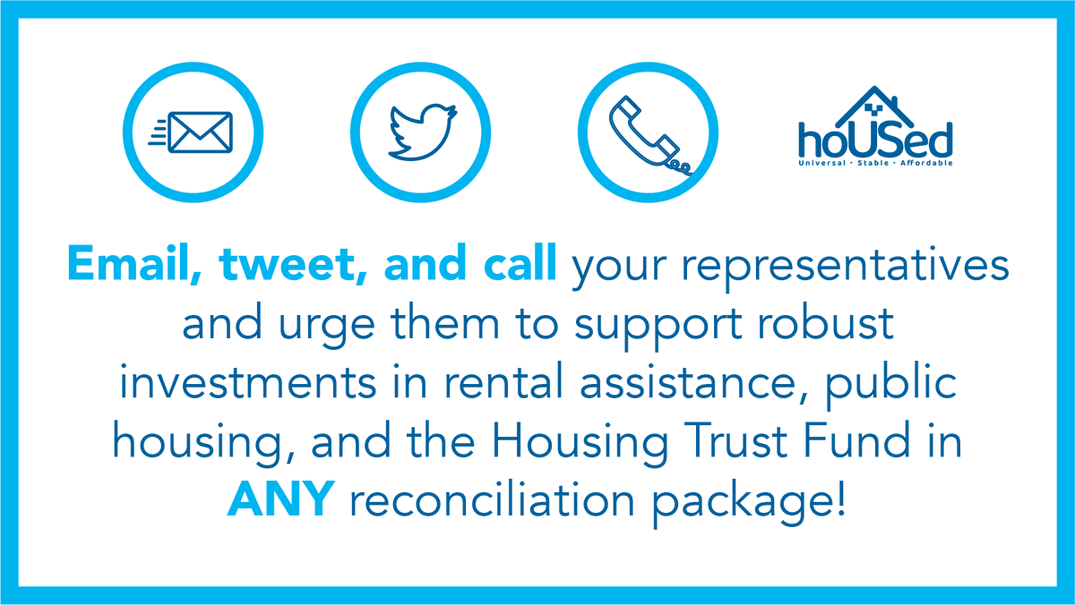 Congress is running out of time to tackle inflation. Rising housing costs are driving inflation, and targeted
housing investments in a #Reconciliation package would help America’s lowest-income households pay
the bills! #HousingInvestmentsNow