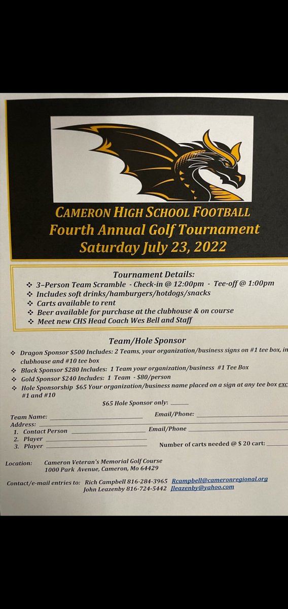 Wes Bell (@coach_wbell) on Twitter photo It's approaching that time of year again! Come be a part of a very fun event that helps support not only our <a href="/camerondragonfb/">Cameron Dragon Football</a> program, but also helps support our kids! Good time, Good cause, GREAT people #supportthedragons It's approaching that time of year again! Come be a part of a very fun event that helps support not only our <a href="/camerondragonfb/">Cameron Dragon Football</a> program, but also helps support our kids! Good time, Good cause, GREAT people #supportthedragons