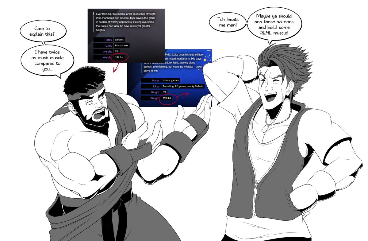 I saw the weight and build difference between Ryu and Luke and this all I could think of-
#StreetFighter6