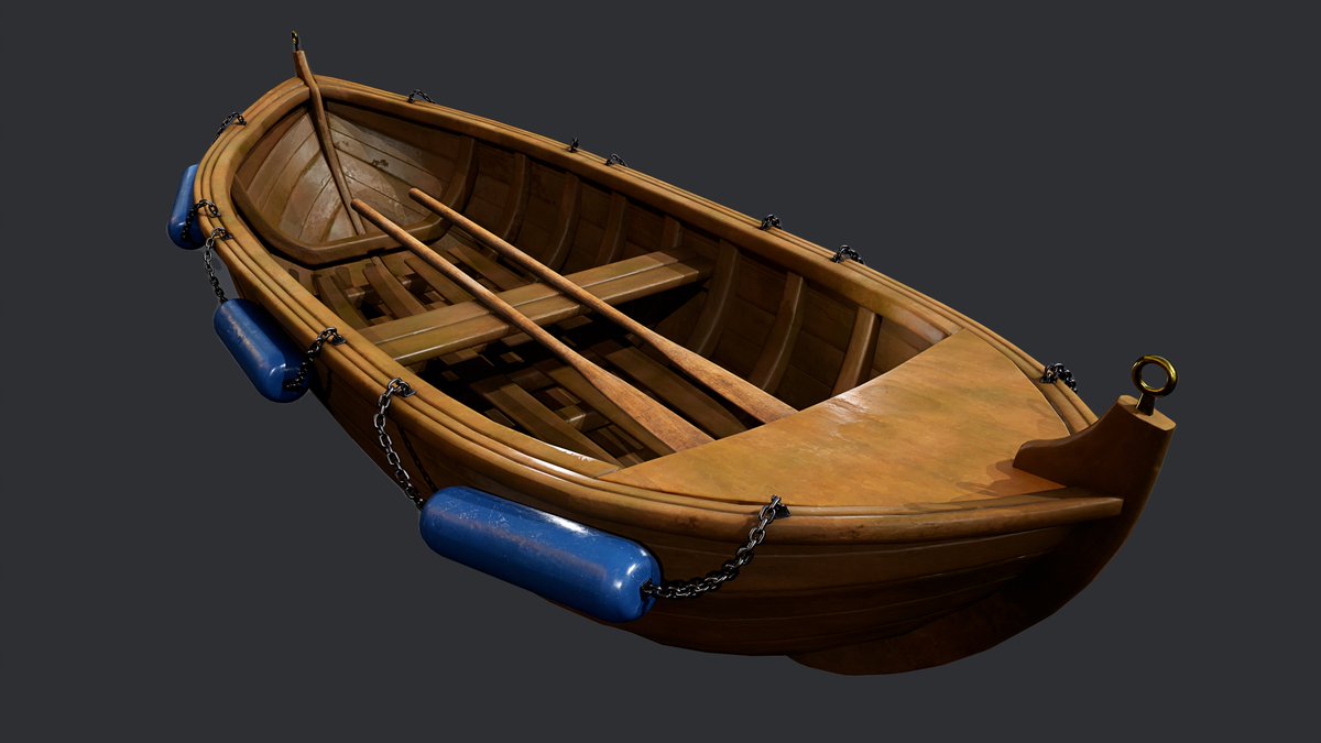 Paulygonn's tweet photo. Some #MarmosetToolbag renders of the boat prop that I have been working on for #TheWeekendProjects #TWPAnnualChallenge - calling this done. #gameart #blender3d #Substance3DPainter https://t.co/QT1taBUqcP