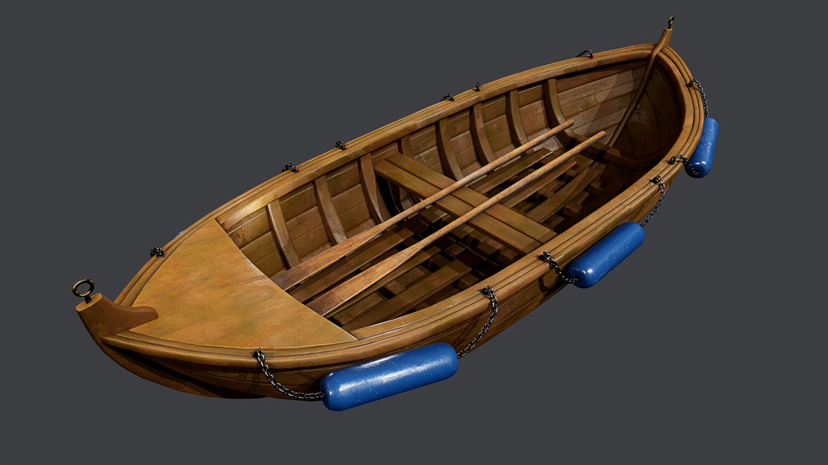 Paulygonn's tweet photo. Some #MarmosetToolbag renders of the boat prop that I have been working on for #TheWeekendProjects #TWPAnnualChallenge - calling this done. #gameart #blender3d #Substance3DPainter https://t.co/QT1taBUqcP