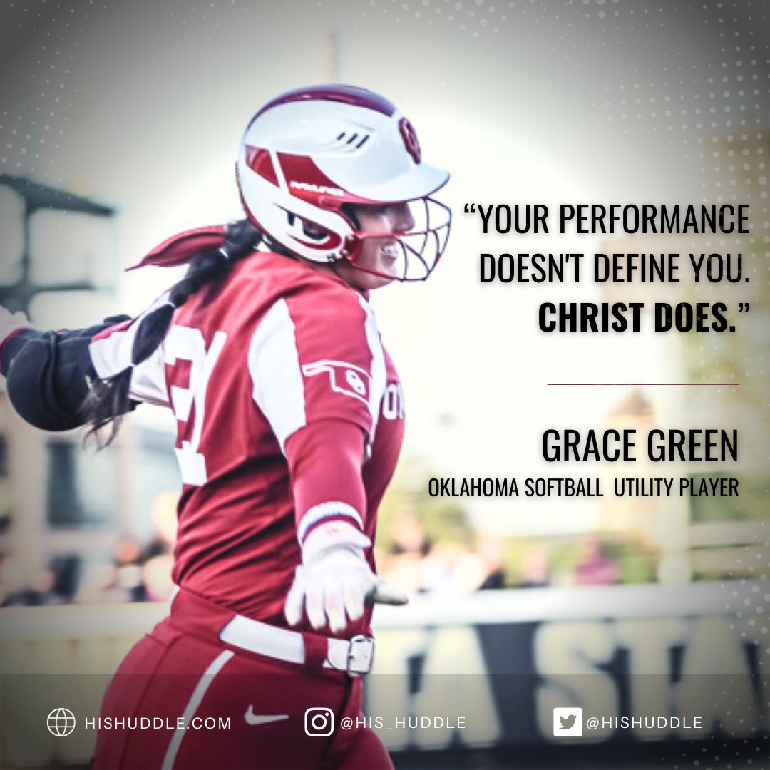 “Your performance doesn’t define you. Christ does.”

As the Oklahoma Sooners prepare for the WCWS championship, read as veteran leader Grace Green shares about how faith guides her life and what impact she hopes to leave on the game of softball!

hishuddle.com/2022/06/07/gra…