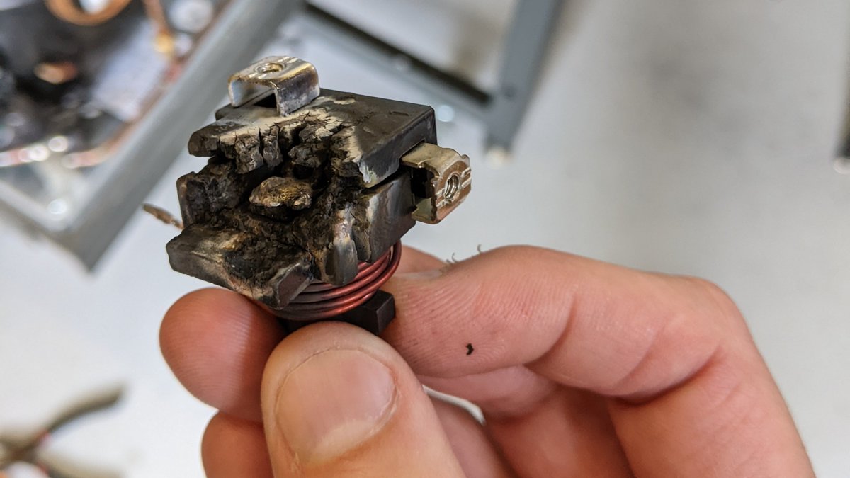 Here's your annual reminder that freezer relays are cheap and blow up all the time. Keep spares in your lab! This one went out today in spectacular fashion.