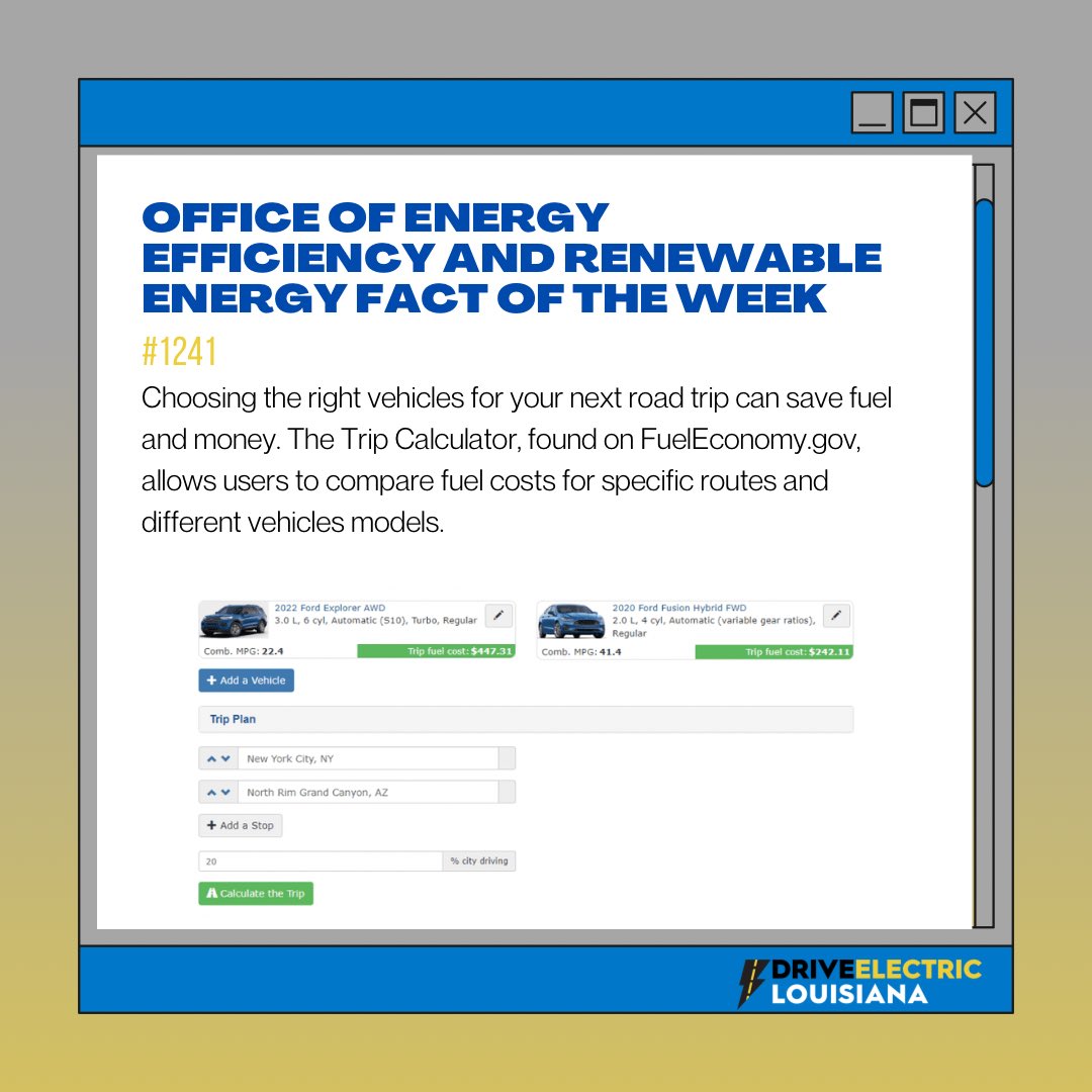 The vehicle you choose can have a significant impact on how much you spend on fuel - comparing electric vehicles to gasoline vehicles can yield even greater savings! #eereforw #fotw #dela #driveelectric