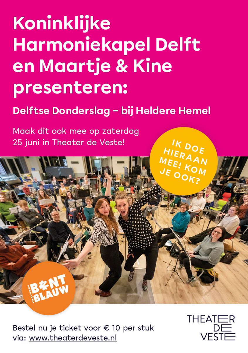 harmoniedelft's tweet photo. Voorstelling in @theaterdeveste op 25 juni! #bontblauw #jubileumfeest #bij!! https://t.co/UCFtsJkF52