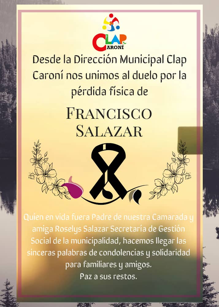 Toda la fuerza para nuestra camarada <a href="/ROSELYSALAZAR/">Roselys Salazar</a> en este duro momento.