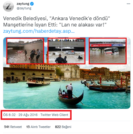 Melih Gökçek'in Mansur Yavaş'ı suçlamak için paylaştığı Zaytung haberinin kendi dönemindeki su baskınlarıyla ilgili olduğu ortaya çıktı.