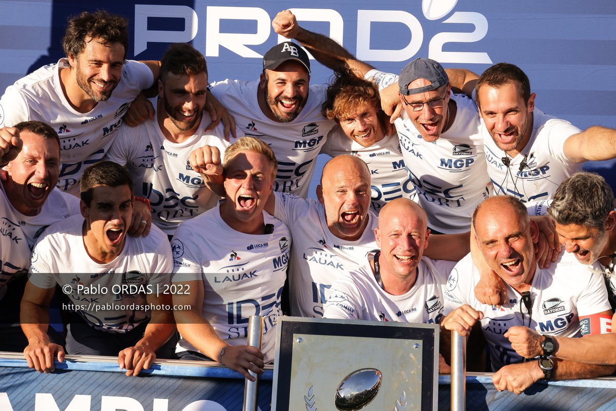 Retour en images sur la joie des Bayonnais, dimanche soir, après leur victoire en finale de Pro D2 face au Stade montois (49-20).
© pabloordasphoto.com