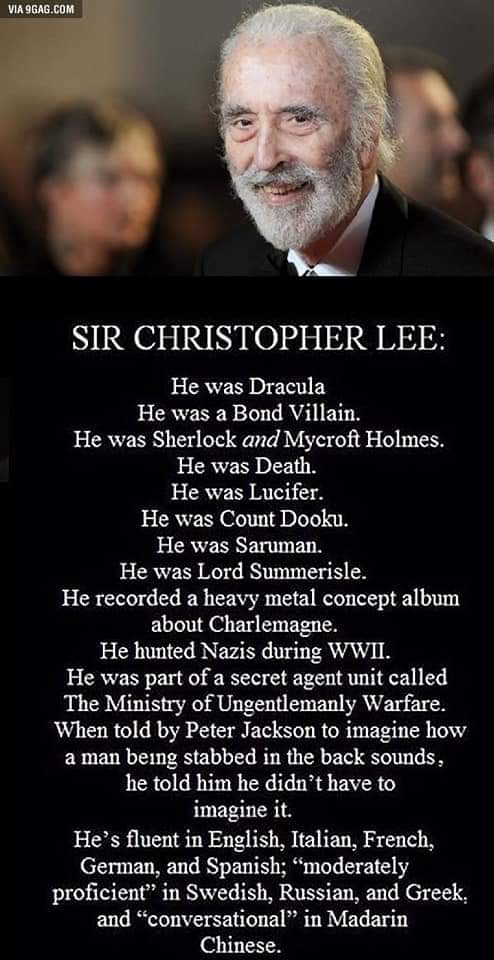 94Megatron's tweet image. let's not forget that today was the day that we lost the late great Sir Christopher Lee