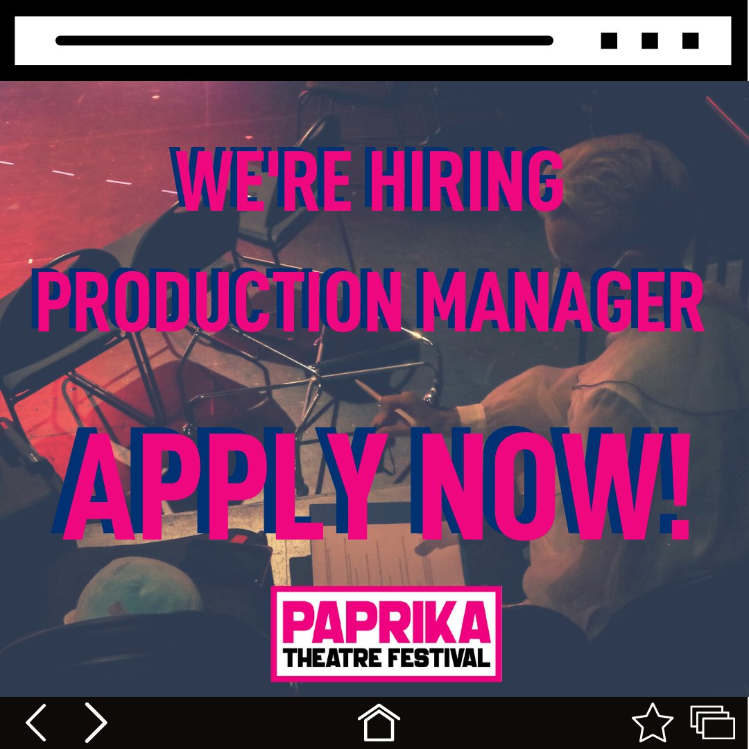 🆕 We're hiring a Production Manager! 🆕

If you're a stage manager, designer, arts administrator, director, producer, or technician interested in a career in Production Management, we want to hear from YOU! 👇

DEADLINE: June 26, 2021 at 5:00pm EDT 📨
paprikafestival.com/paprika22-prod…