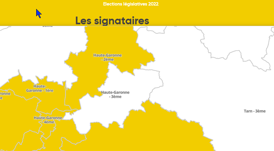 A 5 jours du 1er tour des #legislatives2022, peu de candidats se sont mobilisés pour une #UneAssembléeVélo en #occitanie. #Circo3101 #Circo3102 #Circo3103 #Circo3104 #Circo3105 #Circo3106 pour l'agglo toulousaine #Toulouse elections.parlons-velo.fr/2022/legislati… Complétez 1/7
