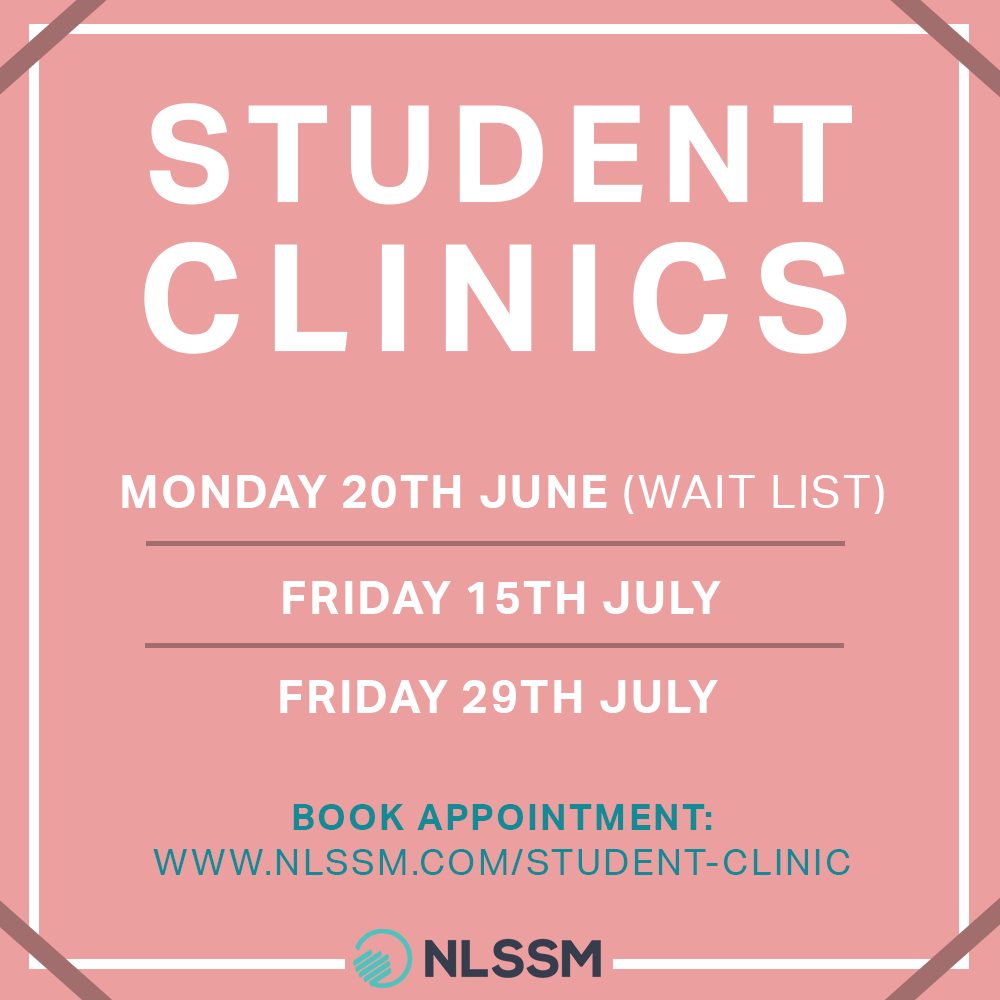 Spaces available in our student clinic in North London in July!

To book: nlssm.com/student-clinic/

#studentmassage #softtissuetherapy #massagelondon