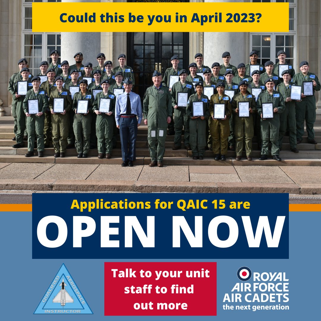 The cat is definitely already out of the bag, but we. are. BACK! 🤩

We want to hear from the best and brightest of <a href="/aircadets/">RAF Air Cadets</a> who are up to the challenge of becoming our next aerospace instructors

Talk to your unit staff to find out more