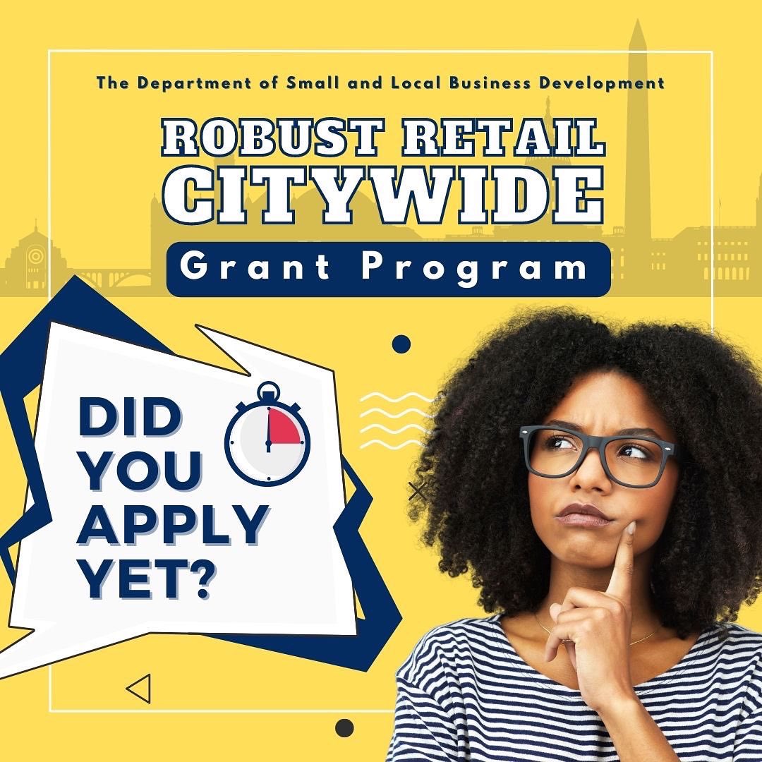 SmallBizDC's tweet photo. Did you apply yet? 🤔
Here is a friendly reminder that the deadline to apply for a #RobustRetail #grant is tomorrow, Wednesday June 8 at 2pm! ⏰
You could be eligible to receive up to $7,500 in funds for your #DC #smallbusiness.
➡️ Apply here: https://t.co/yGX1cFwDQM https://t.co/1u3JPvhoXJ